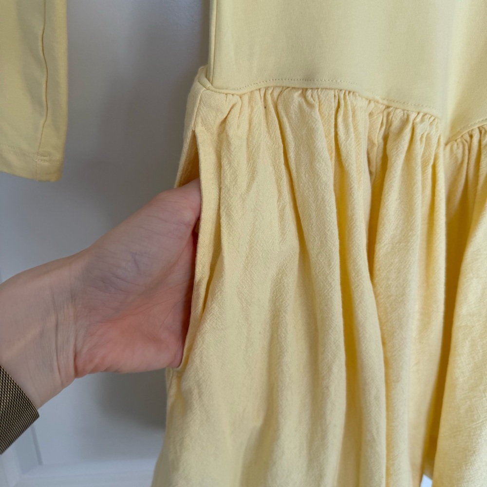 Free People Onda Drop Waist Long Sleeve Mini Dress-Yellow - Picture 8 of 13